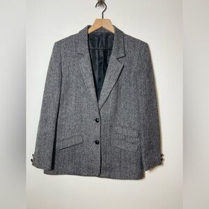 Vintage James Dalgliesh Womens Blazer Jacket Wool Gray Size 16 Scotland Made